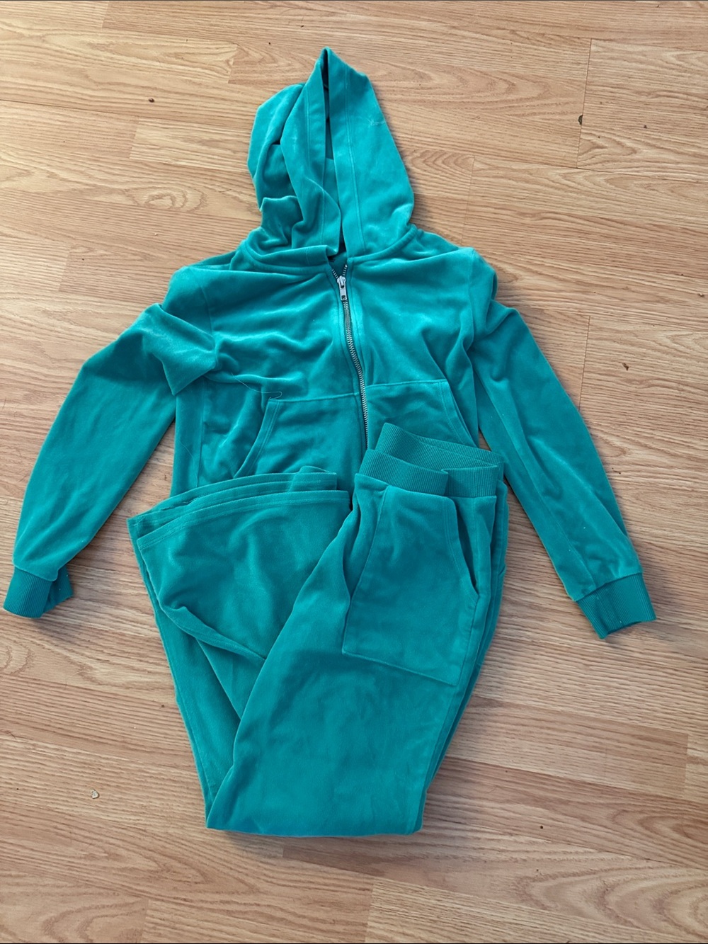 art class Teal Hooded Velour Kids Matching Set